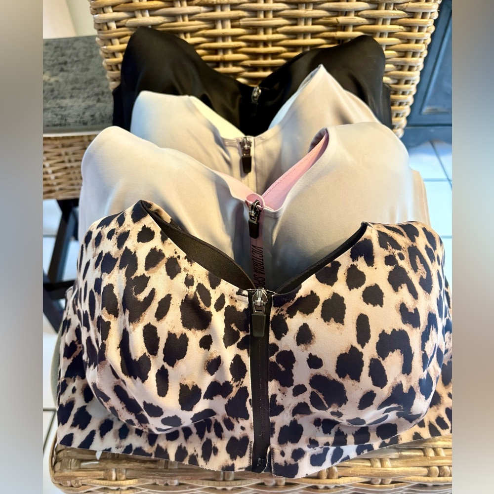 Victoria's Secret 36DDD 2-Layer Sport Bras-set of 4-pink, white, black, leopard